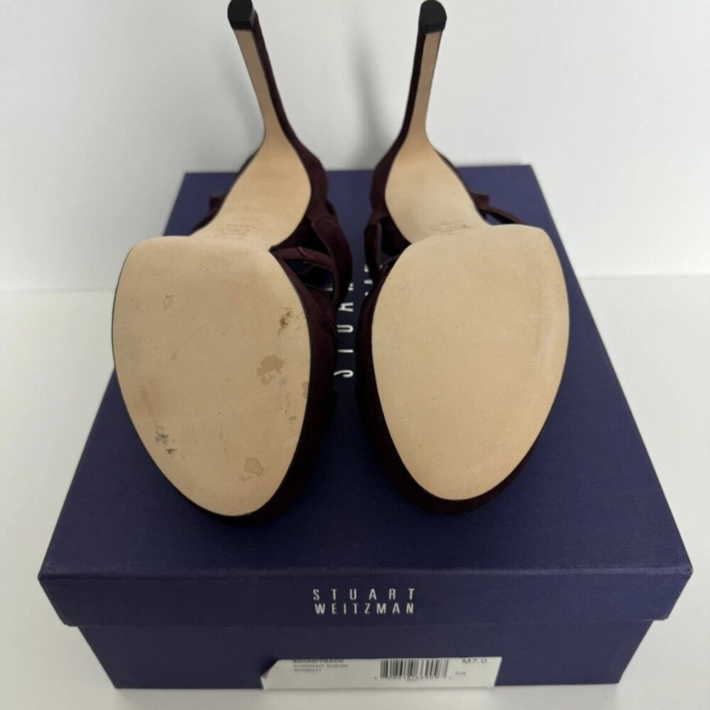 NEW Stuart Weitzman Soundtrack strappy heels burgundy sz 7 $495 - Picture 8 of 8